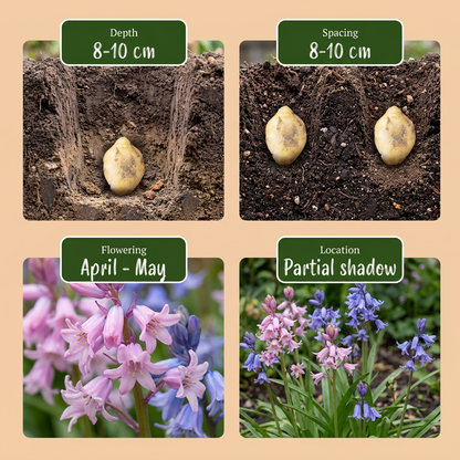 80x Hyacinthoides Hispanica mix - Spaanse boshyacint mix - Diversen - Verwilderingsbol - Bolmaat 7/8