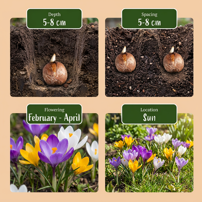 400x Crocus Species mix - Krokus soortenmix - Diversen - Verwilderingsbol - Bolmaat 5/6