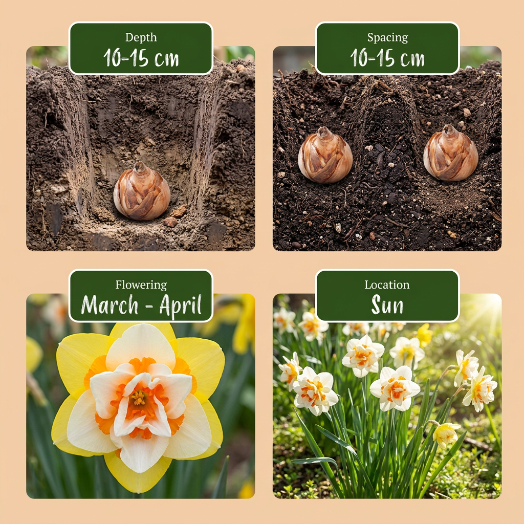 40x Narcissus Double mix - Gevulde narcis mix - Geel en Wit - Voorjaarsbloeier - Bolmaat 12/14