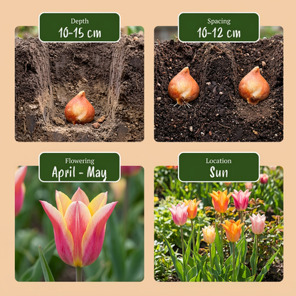 12x Tulipa Ballade mix - Lelievormige tulp Ballade mix - Diversen - Voorjaarsbloeier - Bolmaat 11/12