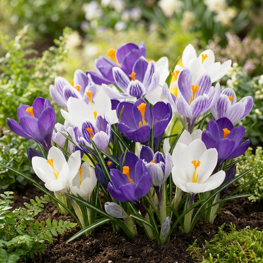 120x Crocus Blue - White - Krokus - Blauw en Wit - Verwilderingsbol - Bolmaat 7/8