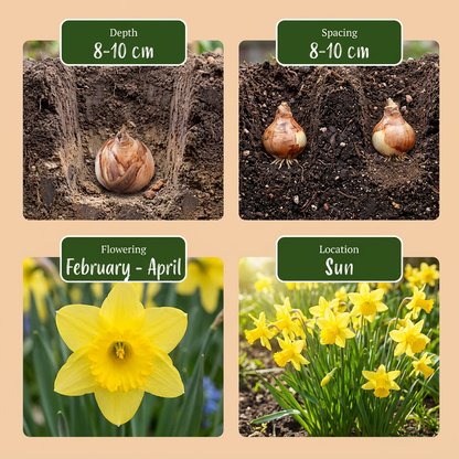 50x Narcissus Tete-A-Tete - Miniatuurnarcis - Geel - Voorjaarsbloeier - Bolmaat 10/11