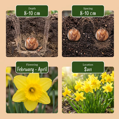 120x Narcissus February Gold - Februarigouden narcis - Geel - Voorjaarsbloeier - Bolmaat 10/12
