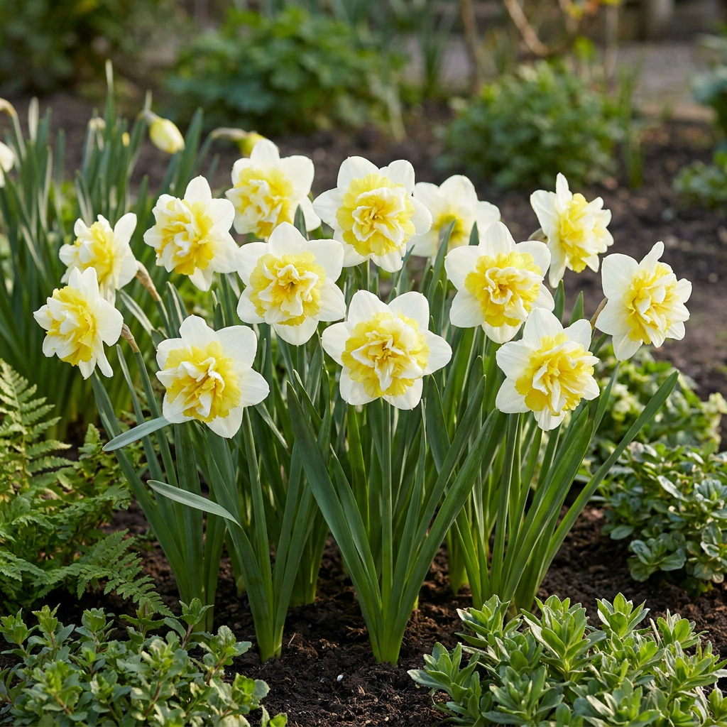 10x Narcissus Ice King - Dubbele narcis - Wit en Geel - Voorjaarsbloeier - Bolmaat 12/14