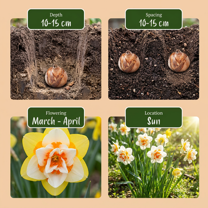 20x Narcissus Double mix - Gevulde narcis mix - Geel en Wit - Voorjaarsbloeier - Bolmaat 12/14