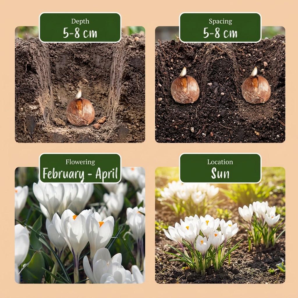 60x Crocus White - Witte krokus - Diversen - Verwilderingsbol - Bolmaat 7/8