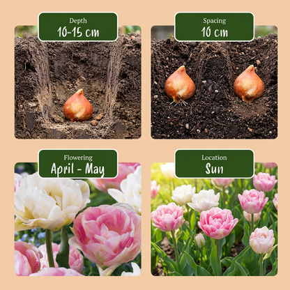 96x Tulipa Double Sensation - Gevulde tulp - Diversen - Voorjaarsbloeier - Bolmaat 11/12