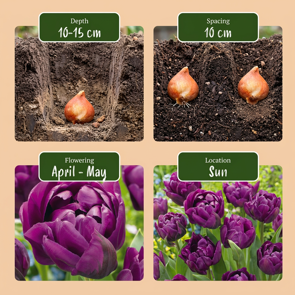 96x Tulipa Double Lilac - Dubbele lila tulp - Paars - Voorjaarsbloeier - Bolmaat 11/12