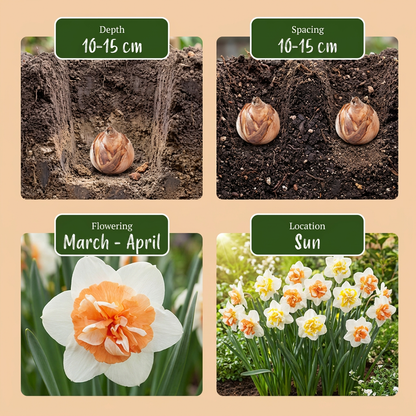 20x Narcissus Macaron Bloss - Narcissus Macaron Bloss - Wit en Geel - Voorjaarsbloeier - Bolmaat 12/14