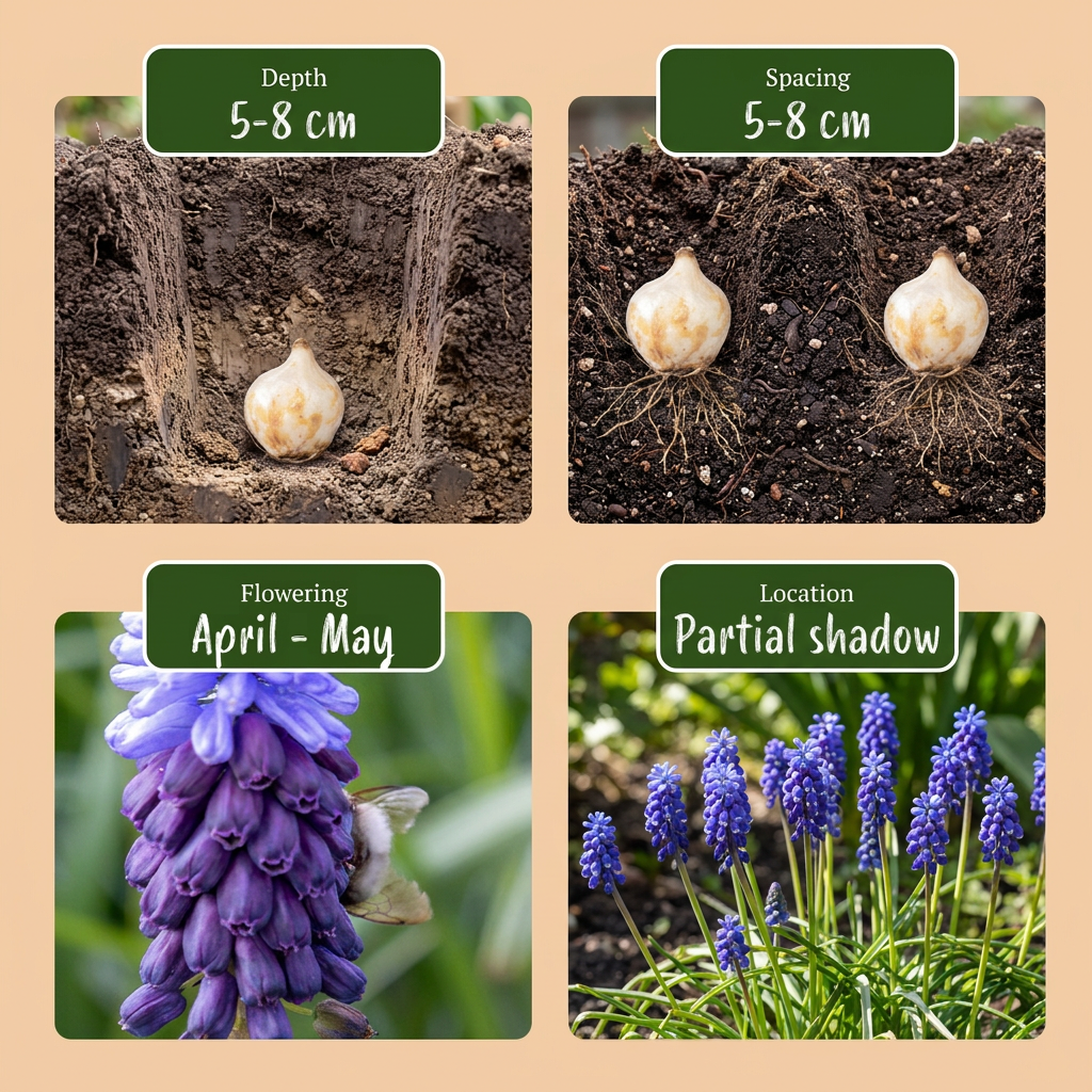 100x Muscari Latifolium - Breedbladig blauw druifje - Blauw - Verwilderingsbol - Bolmaat 5/6