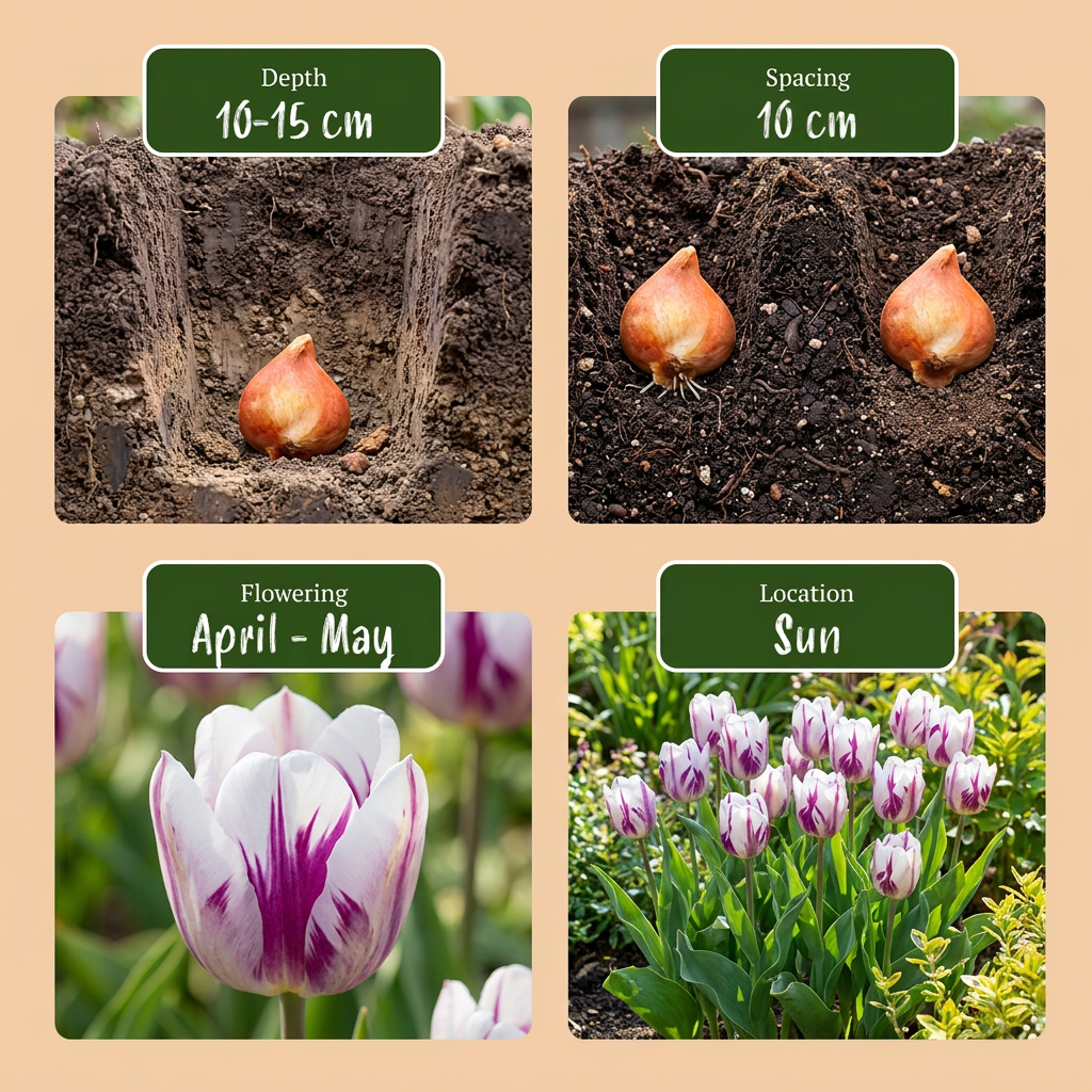 60x Tulipa Flaming Flag - Tulp Flaming Flag - Wit en Paars - Voorjaarsbloeier - Bolmaat 11/12