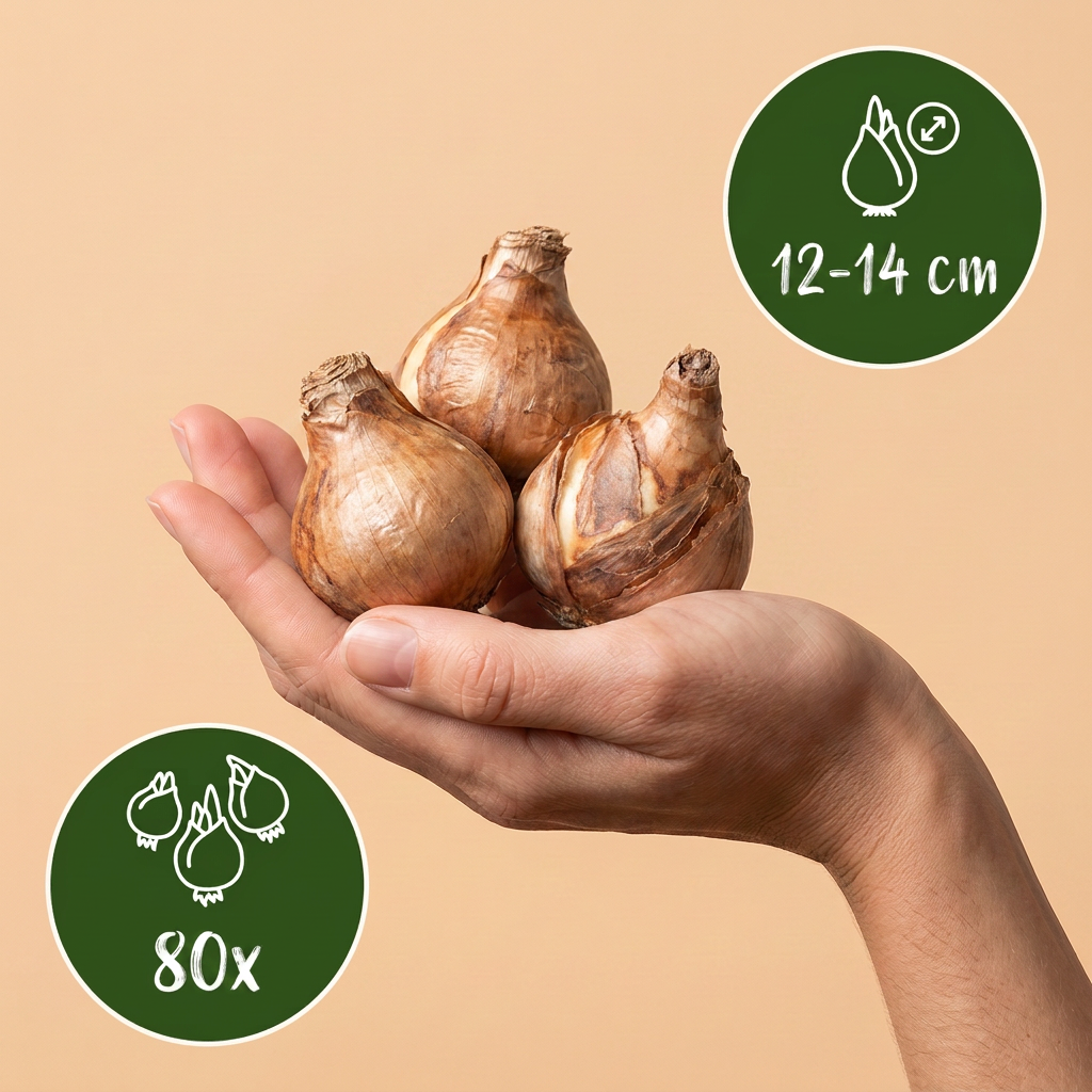 80x Narcissus Golden Ducat - Gevulde gele narcis - Geel - Voorjaarsbloeier - Bolmaat 12/14