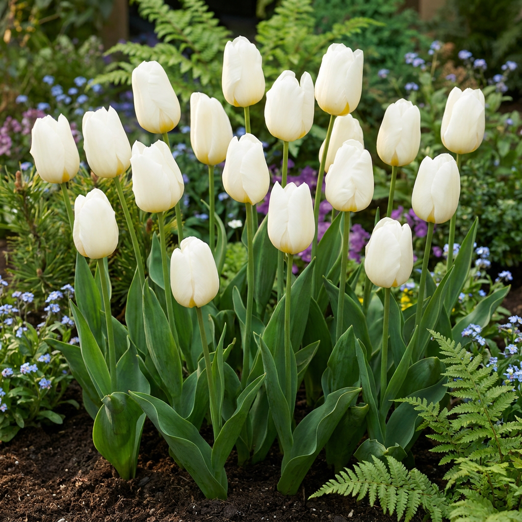 60x Tulipa Triumph White - Triomftulp - Wit - Voorjaarsbloeier - Bolmaat 11/12