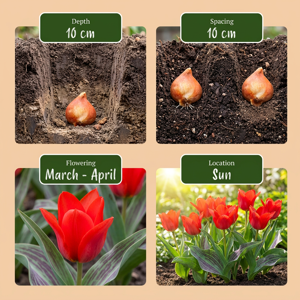 120x Tulipa Greigii Red - Greigii-tulp - Rood - Voorjaarsbloeier - Bolmaat 11/12