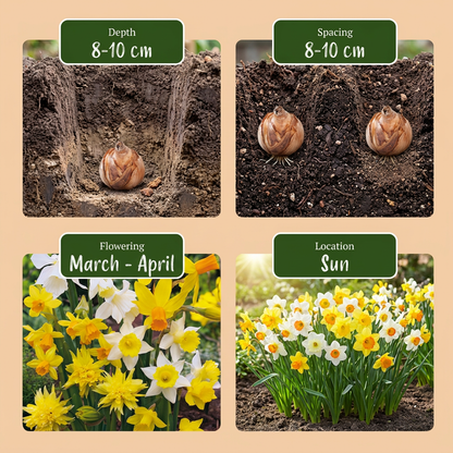 160x Narcissus Botanical Mix - Botanische narcissenmix - Geel en Wit - Verwilderingsbol - Bolmaat 10/12