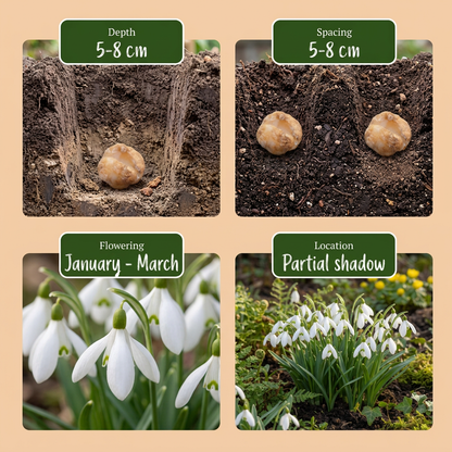 100x Galanthus Elwesii - Grote sneeuwklokje - Wit - Voorjaarsbloeier - Bolmaat 5/6