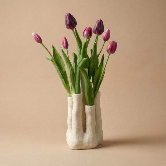Tulpen Set - Kunsttulpen met meertuiten vaas - Forestbloom