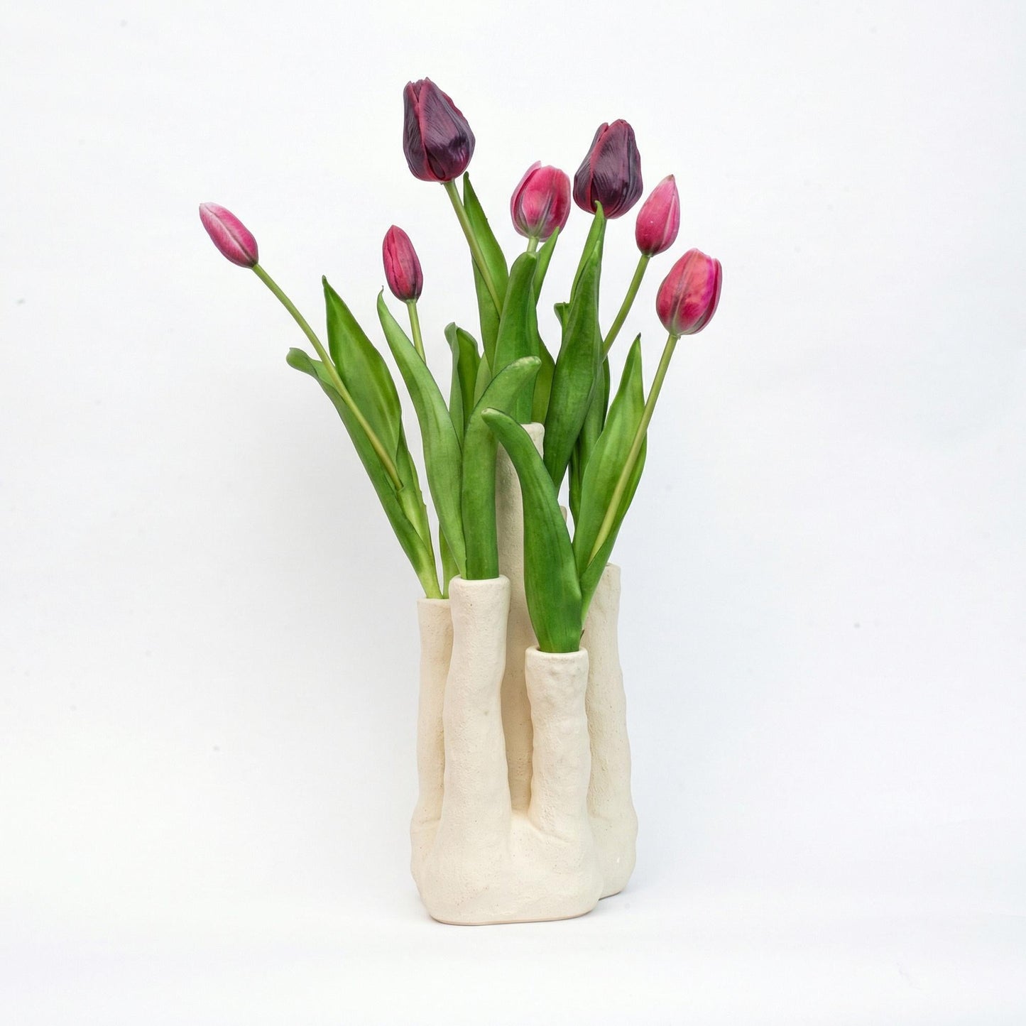 Tulpen Set - Kunsttulpen met meertuiten vaas - Forestbloom