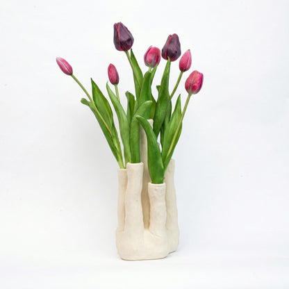 Tulpen Set - Kunsttulpen met meertuiten vaas - Forestbloom